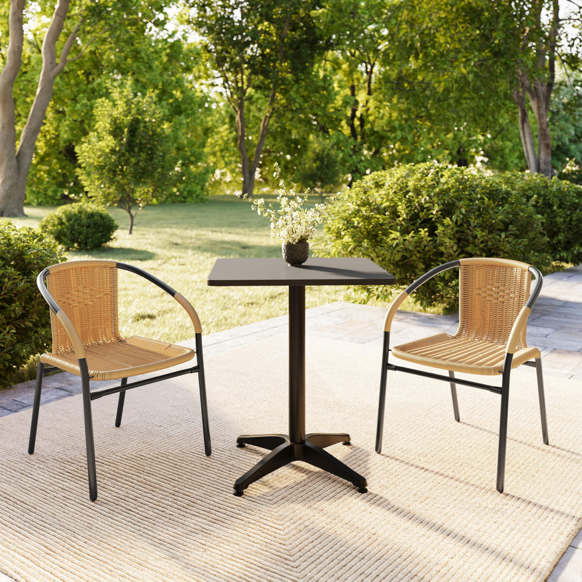 Flash Furniture Beige / Set of 2 / Modern Patio Dining Chairs