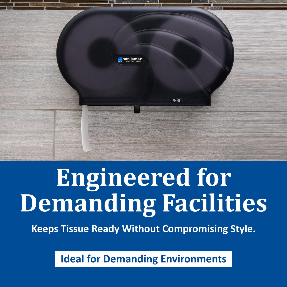 Twin 9" Bath Tissue Dispenser by San Jamar – 19 x 5 1/4 x 12, Plastic, Black Pearl, Model R4090TBK