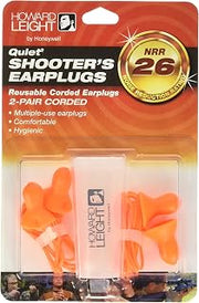 Howard Leight by Honeywell Quiet Corded Reusable Shooting Earplugs, 2-Pairs (R-01522), Orange