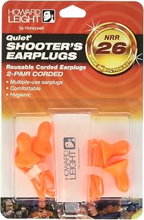 Howard Leight by Honeywell Quiet Corded Reusable Shooting Earplugs, 2-Pairs (R-01522), Orange