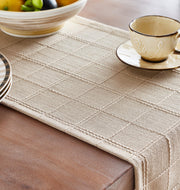 ZeeMart Plaid Linen Blend Table Runner, 13 x 72 Inches, Beige