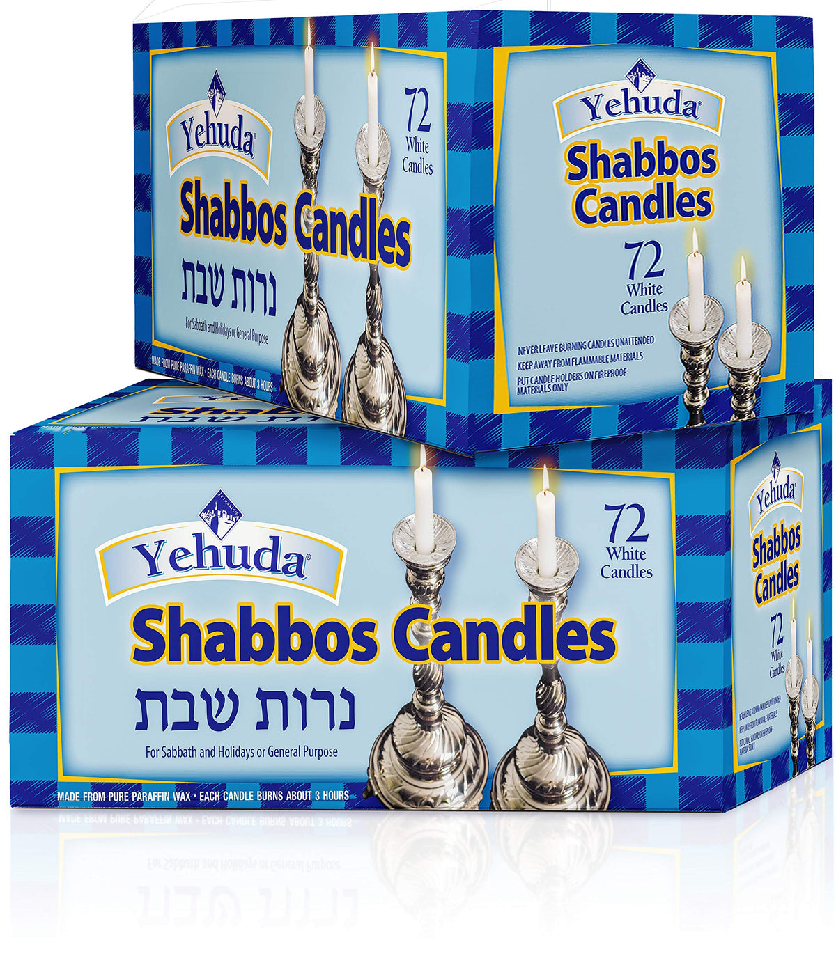 Yehuda Shabbos Candles, 3 Hour Burn, White, 144 Count