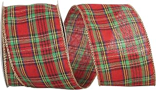 Reliant Ribbon 99648W-001-40F Plaid Jerome Value Wired Edge Ribbon, 2-1/2 Inch X 10 Yards, Multi