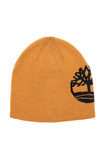 Men's Reversible Logo Jacquard Beanie by Timberland – Acrylic, Wheat/Black, Model T101308