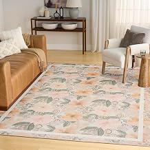 Nourison Home Botanical Washables Beige Multicolor 4' x 6' Area Rug - Easy Clean, Non Shedding, Bed Room, Living Room, Dining Room, Kitchen (4' x 6')