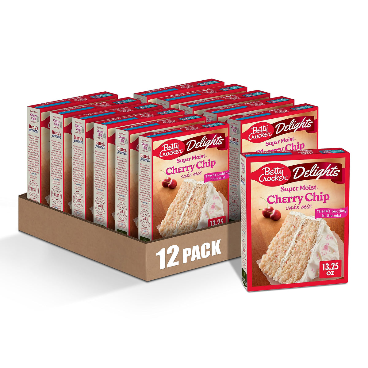 Delights Super Moist Cherry Chip Cake Mix by Betty Crocker – 13.25 Ounce (Pack of 12), Pack of 12
