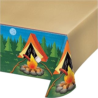 Creative Converting 329320 Camping Design Rectangular Plastic Tablecover, 1 Pc