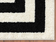 Casa CAS120A Contemporary Black and Ivory Rectangular Area Rug by Abani – 8'11" x 12' (Rectangular), Polypropylene, Ivory, Model CAS120-parent