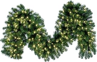 Vickerman 25' Grand Teton Artificial Christmas Garland, Warm White Single Mold Wide Angle LED Lights - Faux Chistmas Garland - Indoor Seasonal Home Decor
