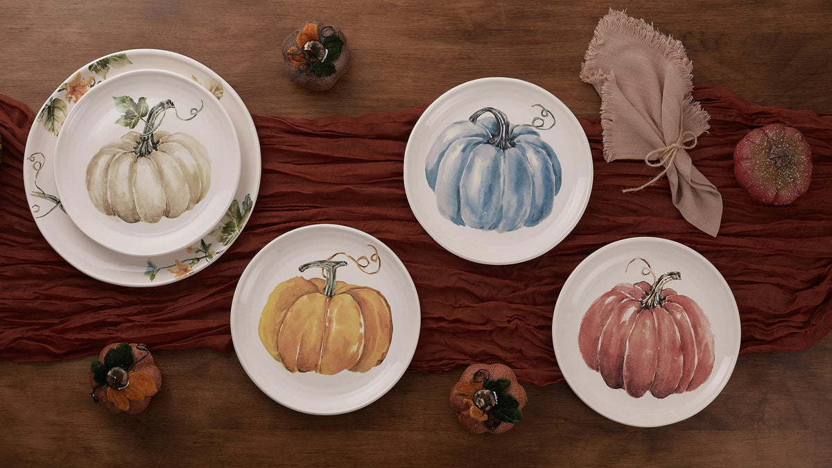 Bico Pumpkin Feast Salad Plates, 8.75 Inch Ceramic, Set of 4
