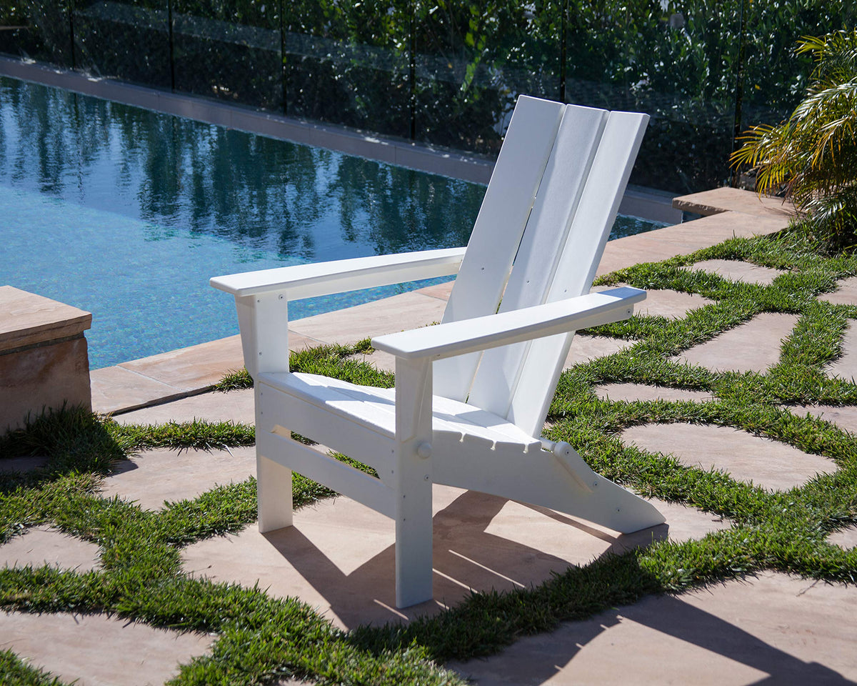 Modern Folding Adirondack Chair by Polywood – 30 inches (W) x 32.25 inches (L) x 37 inches (H), High Density Polyethylene (HDPE), Slate Grey, Model MNA110GY