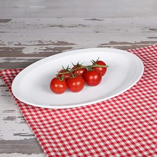 Elite Global Solutions B913OV-W Oval Platter, 13 1/4" x 9 5/8" x 1 1/8" h., Melamine, White (Pack of 12)