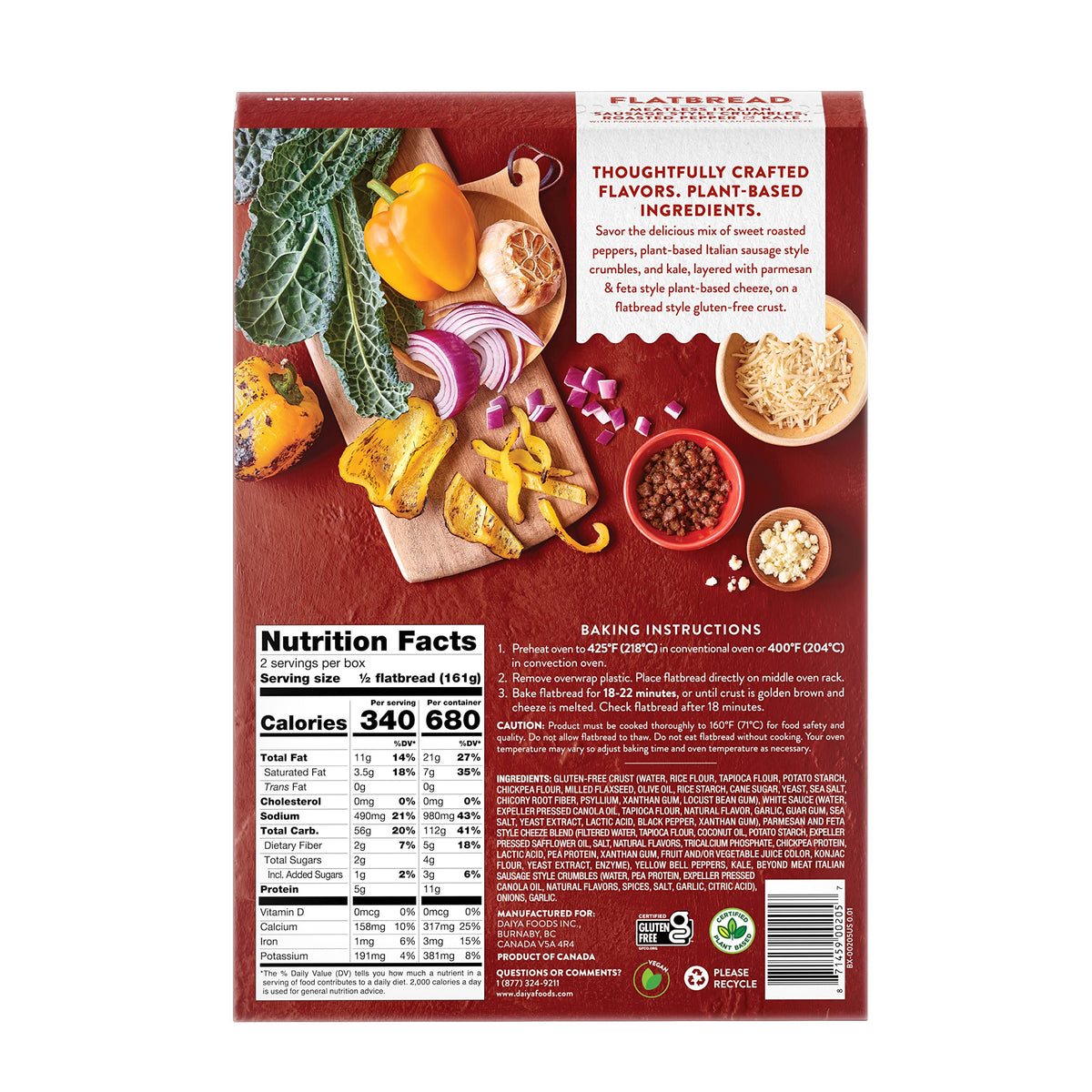 Daiya Meatless Italian Sausage Style Crumbles, Roasted Pepper & Kale / Flatbread Meat