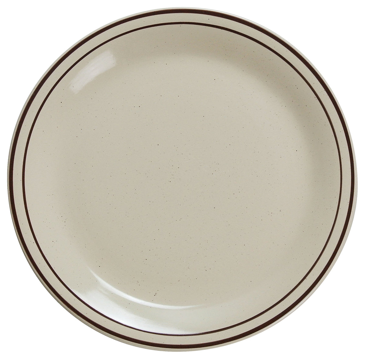 Brown Speckled Plate by Yanco – Bone China, American White, Pack of 24, Model BR-9