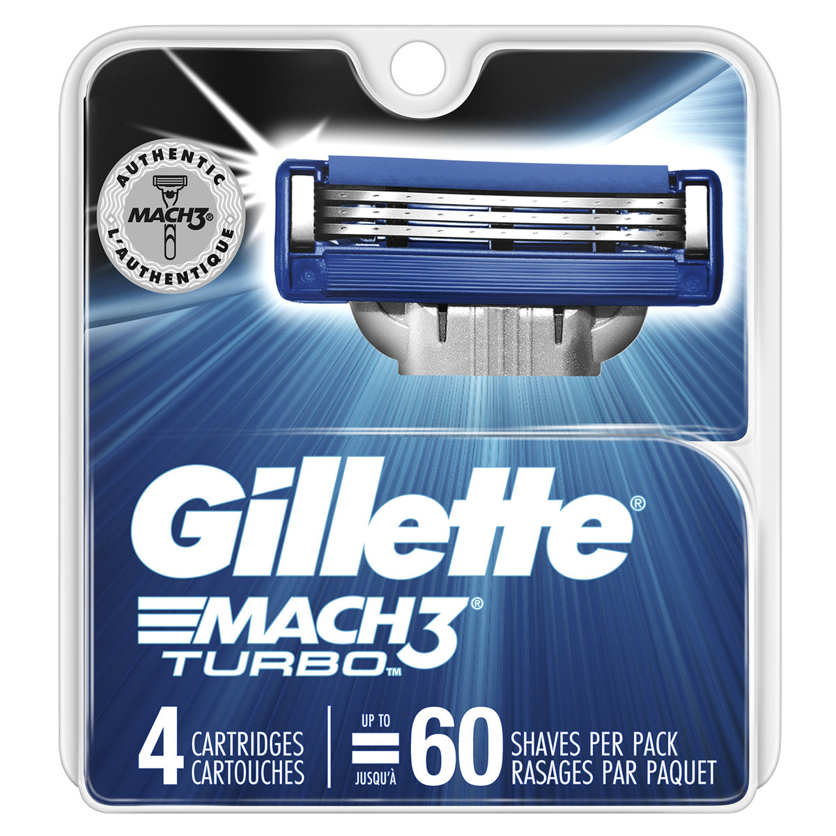 Mach3 Turbo Cartridges by Gillette – 4 Count (Pack of 1), Model 66182