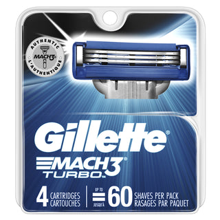 Mach3 Turbo Cartridges by Gillette – 4 Count (Pack of 1), Model 66182