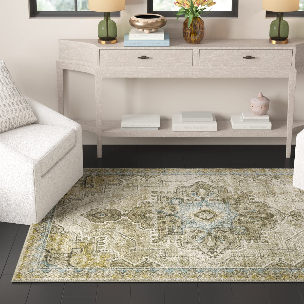 Oriental Weavers 3'10" x 5'5" (Rectangular) / Grey/ Blue / Traditional Area Rugs