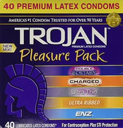 TROJAN Pleasure Pack Lubricated Condoms Variety Pack (80 Condoms)