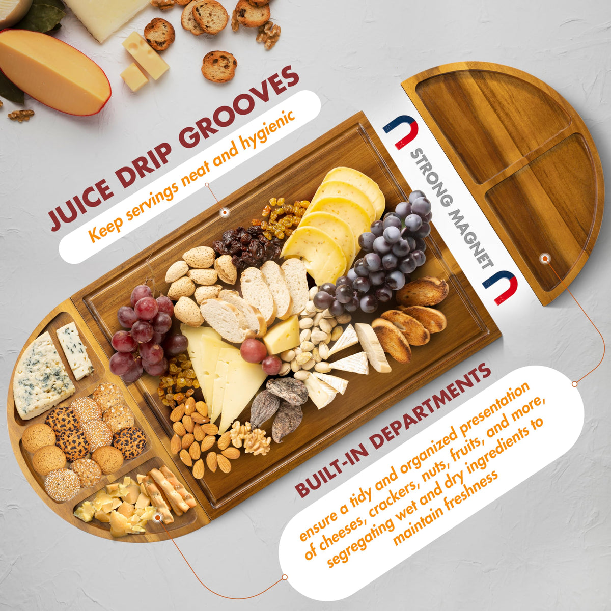 NAGAWOOD Acacia Charcuterie Board Set, 30 x 13 Inch Extra Large, Wood