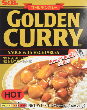 Curry Gold Vegetable Hot by S&B – 8.1 Ounce (Pack of 5), Pack of 5