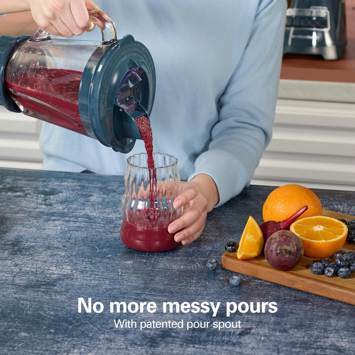 Power Elite Blender For Smoothies With Wave Action System by Hamilton Beach – 40 Oz. Glass Jar (Pack of 1), 40.0 fluid_ounces, Glass, Kitchen Makeover Blue, Model 58155