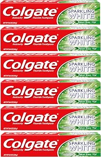 Colgate Sparkling White Whitening Toothpaste, Mint - 8 ounce (6 Pack)