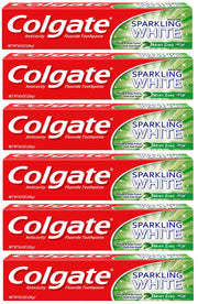 Sparkling White Whitening Toothpaste by Colgate – 8 Ounce (Pack of 6), Plastic, No Color, Pack of 6