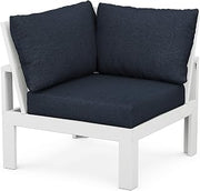 Polywood Unbranded Modular Corner Chair in White/Marine Indigo