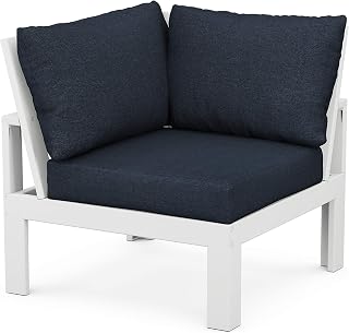 Polywood Unbranded Modular Corner Chair in White/Marine Indigo