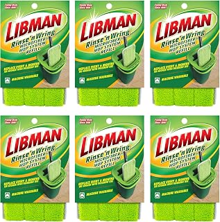 Libman Rinse 'n Wring Mop Refill Microfiber Pads, 6 Pack
