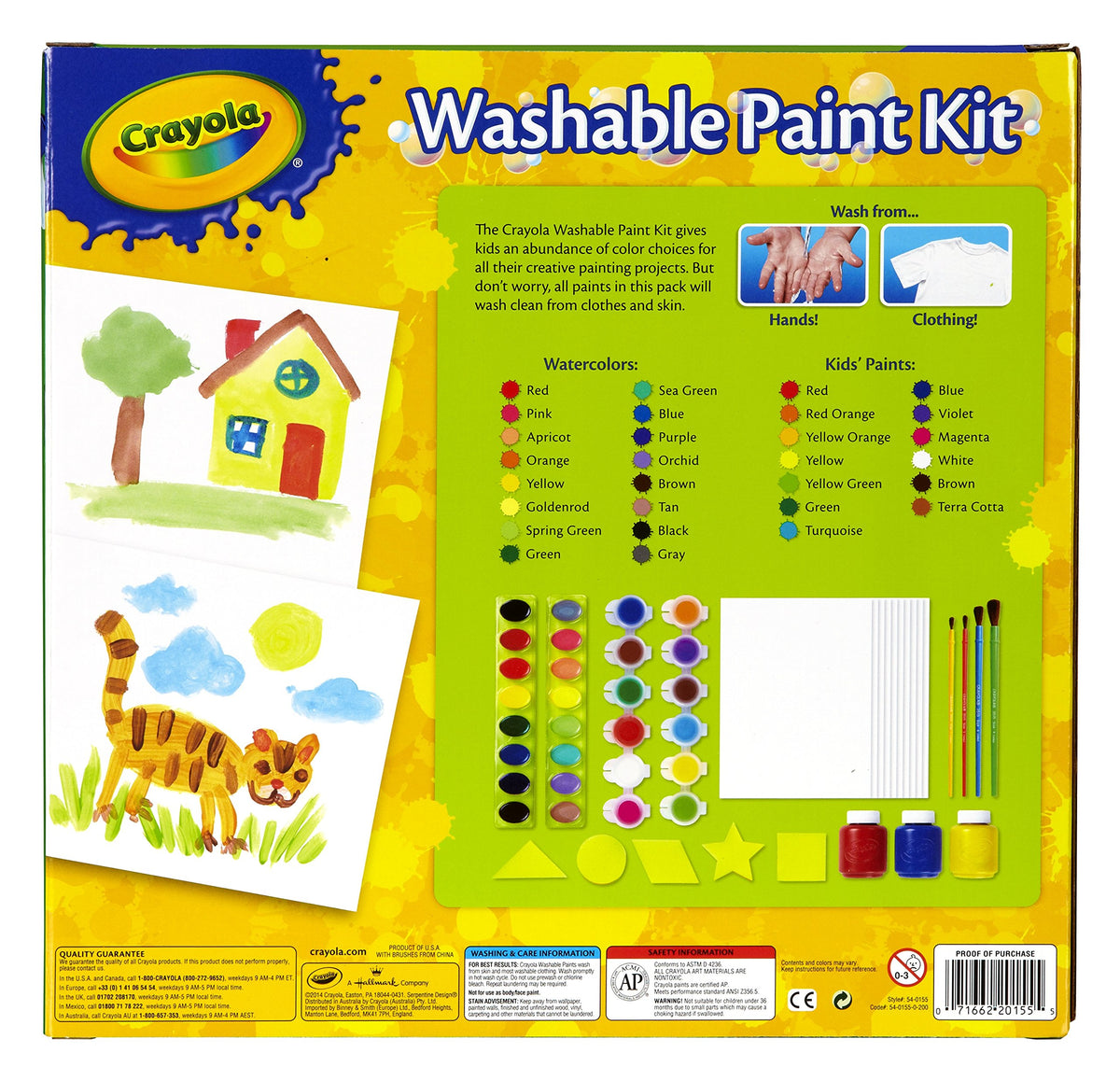 Washable Paint Kit by Crayola – CRAYONS, Black,Green,Purple, Model 54-0155
