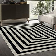 Abani Casa CAS120A Contemporary Black and Ivory Rectangular Area Rug