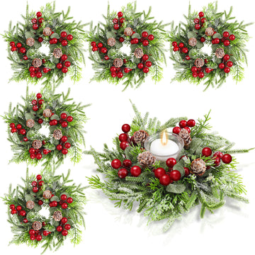 Lyrow Christmas Candle Ring Set, 4.33 Inch Diameter, 8 Pack
