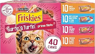 Purina Friskies Prime Filets Cat Food Variety Pack, 40 Pack 5.5 oz Cans