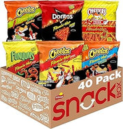 Frito Lay Flamin' Hot Mix, 6 Flavor Single Serve Cheetos, Doritos, Chester's & Funyuns Variety Pack, (40 Count)