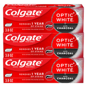 Optic White Charcoal Whitening Toothpaste by Colgate – 3.8 Ounce (Pack of 3), White and Black, Pack of 3, Model 61057846