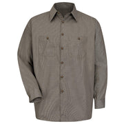 Red Kap Large / Khaki/Black Check / Micro-check Uniform Shirt, Regular Fit, Long Sleeve Tops