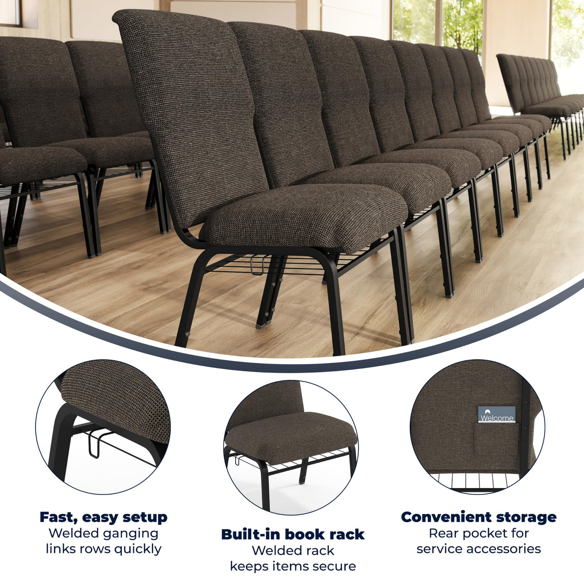 Flash Furniture Fossil Fabric/Black Frame / Set of 1 / Classic Stacking Chairs