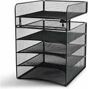 Safco Onyx Hanging Under Desk Organizer, 5 Trays, Office and Classroom Mailbox , Paper and Mail Sorter, Steel Mesh, Black