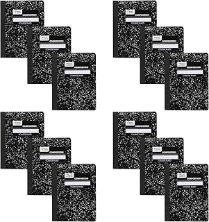 Mead Composition Notebook, 12 Pack, College Ruled Paper, 7-1/2" x 9-3/4", 100 Sheets per Comp Book, Black Marble (38111)