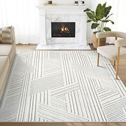Abani Cozy Cream Area Rug for Living Room, Bedroom - Geometric Diamond Pattern - 2' x 3' - Durable & Easy to Clean