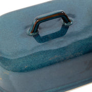 Gibson Elite Stoneware Butter Keeper with Lid, Blue Reactive Glaze, 6 Inch