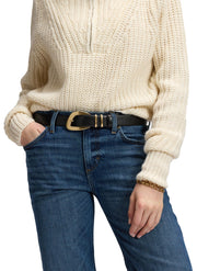 Women's Big Buckle Belt by Lee – 80, Black, Model LW93
