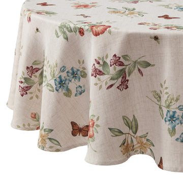 Butterfly Meadow Fall Round Tablecloth by Lenox – 70" (Round), Polyester, Multi Color, Model 194590653774