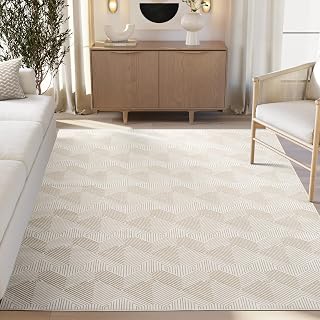 Abani Regal Cream Area Rug - 2 x 3 - for Living Room, Bedroom - Washable Tone-on-Tone Geometric Cube Design - Soft, Durable