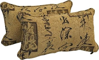 Blazing Needles Corded Rectangular Jacquard Chenille Throw Pillow, 20" x 12", Calligraphy 2 Count