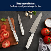 Forged Accent Razor-Sharp 3-pc Kitchen Knife Set by HENCKELS – 8", Stainless Steel, White, Model 1021238