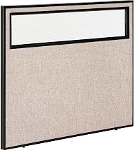 Office Partition Panel with Partial Window by Global Industrial – Alloy Steel, Tan, Model 694755WTN