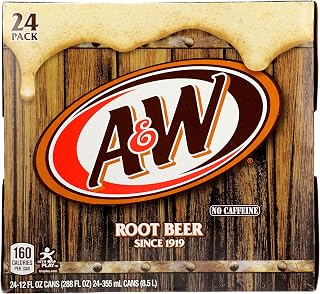 A&W Root Beer Soda, 12 fl oz cans, 24 pack