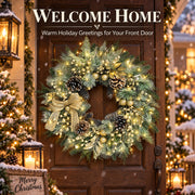Worthyeah Pine Christmas Wreath, 22 Inch, Vintage Gold